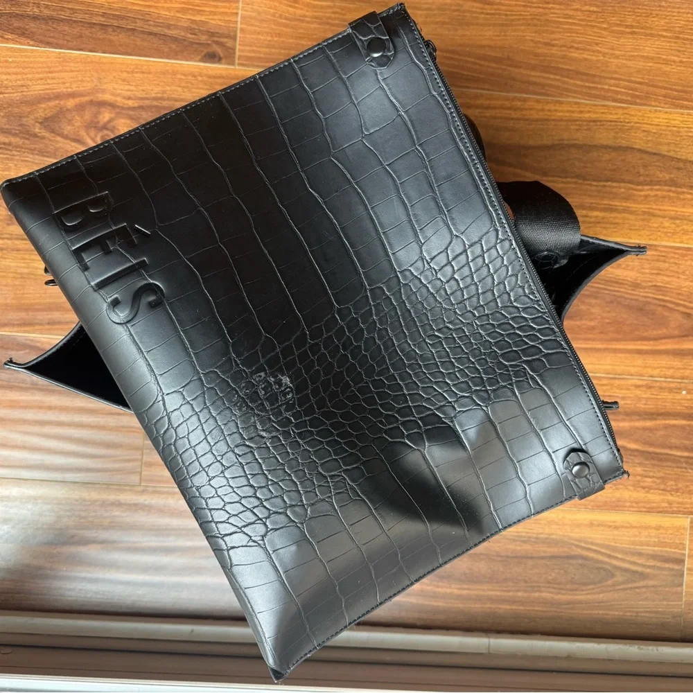 Beis - The Large Work Tote 
in Black Croc Purse - Picture 5 of 9